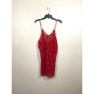 VTG Womens Sheer Hearts Mini Slip Dress M Red 90s Party Valentines Whimsygoth